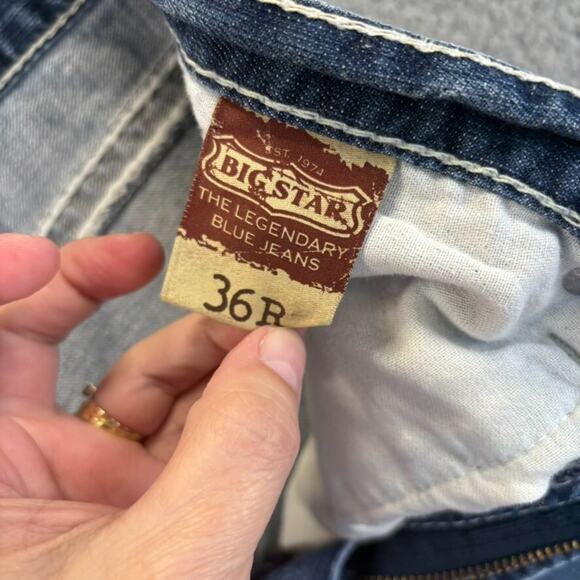 Big Star Pioneer Boot Cut Jean Mens 36R Med Wash Distressed Cowboy Rodeo Ranch - Picture 11 of 13